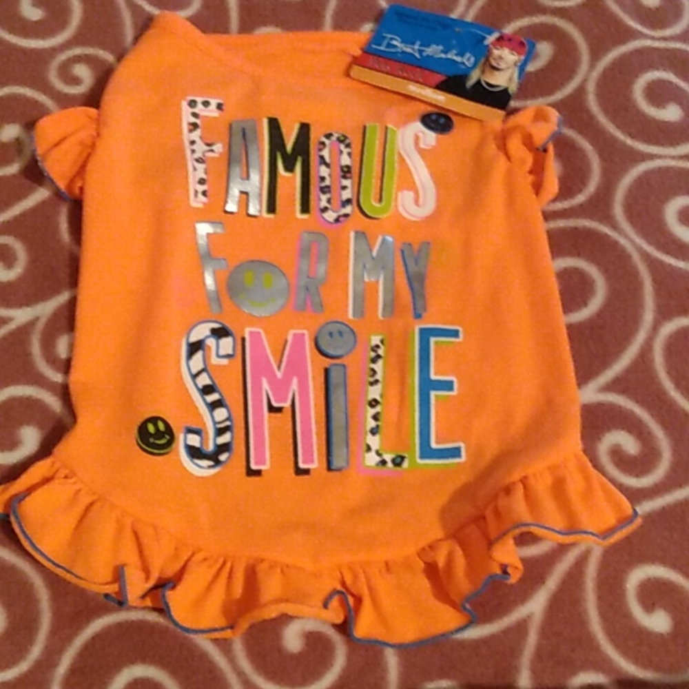NWT Bright orange Bret Michaels pet Tshirt size Medium